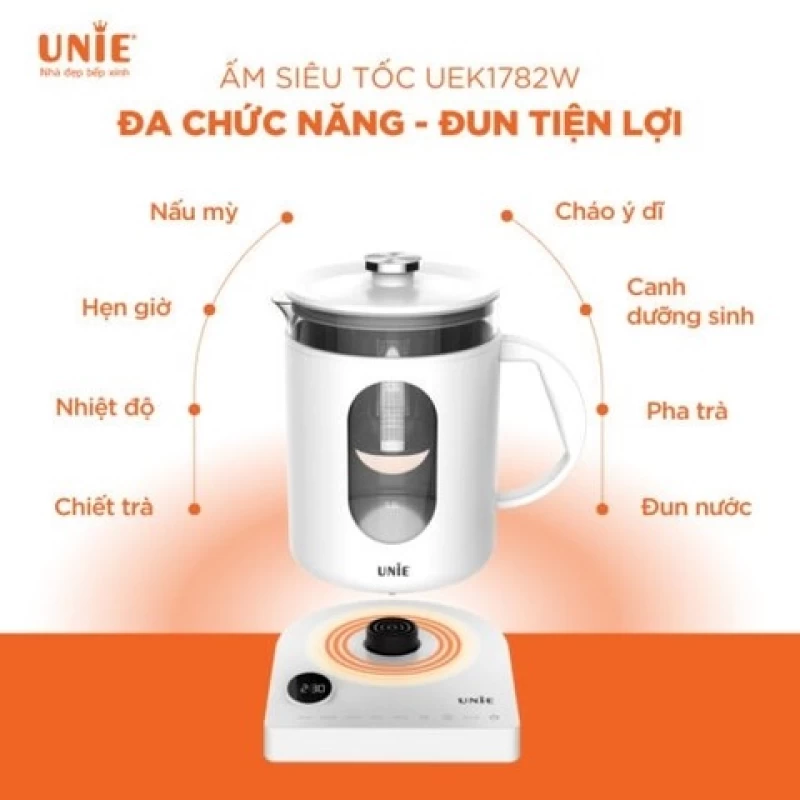 Ấm siêu tốc cao cấp 6 chức năng UNIE UEK1782W – Hẹn giờ, tùy chỉnh nhiệt độ nước - Hình ảnh 3 UNIE