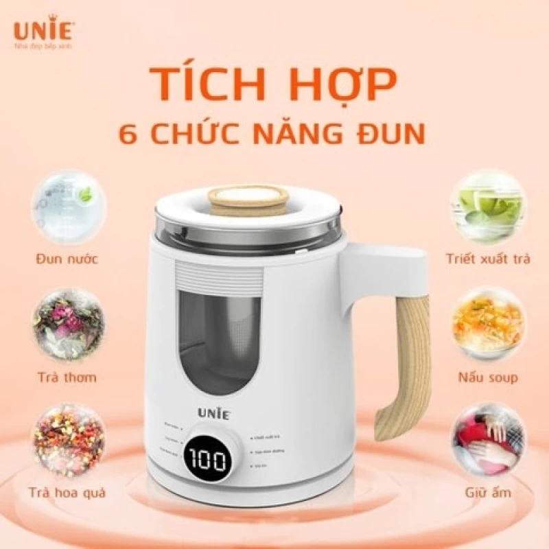 Ấm siêu tốc đa năng 6in1 UNIE UEK1081W màn hình hiển thị điện tử, chất liệu thủy tinh bền bỉ - Hình ảnh 4 UNIE