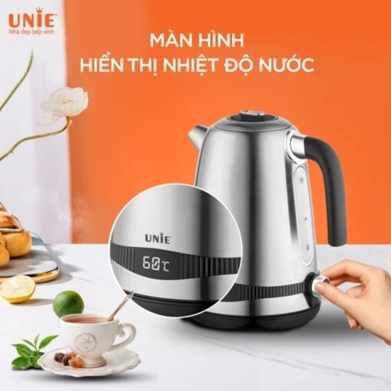 Ấm siêu tốc UNIE UEK1761S dung tích 1.7L, tùy chỉnh nhiệt độ nước, chất liệu inox 304 - Hình ảnh 1 UNIE