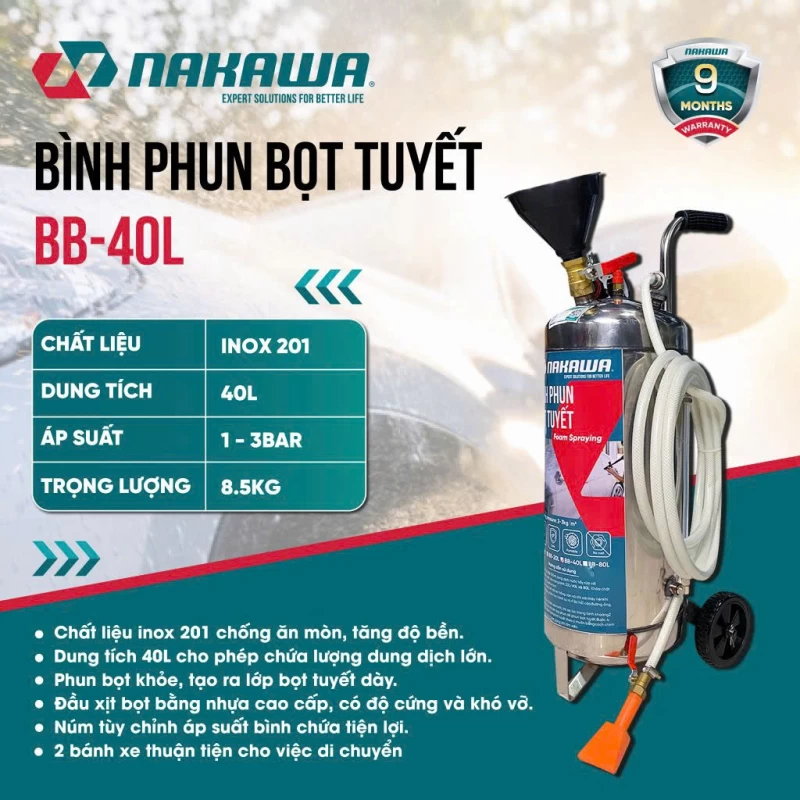 Bình Phun Bọt Tuyết 40L Nakawa BB-40L - Hình ảnh 4 NAKAWA