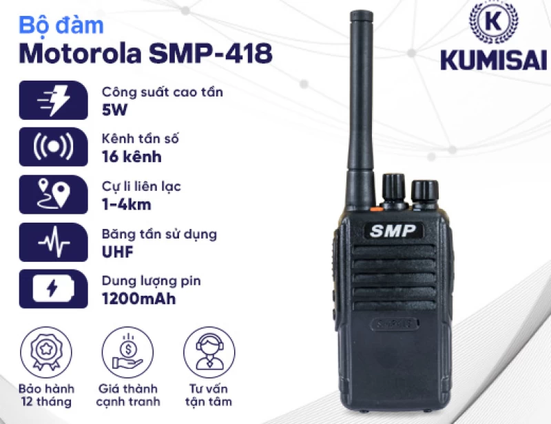 Máy bộ đàm liên lạc Motorola SMP-418 - Hình ảnh 2 KUMISAI