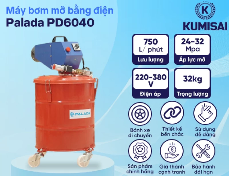 Máy bơm mỡ công nghiệp bằng điện Palada PD6040 - Hình ảnh 1 PALADA