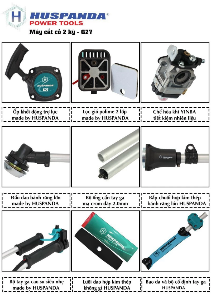 Máy Cắt Cỏ 2 Thì 1050W Huspanda G27 - Hình ảnh 2 HUSPANDA