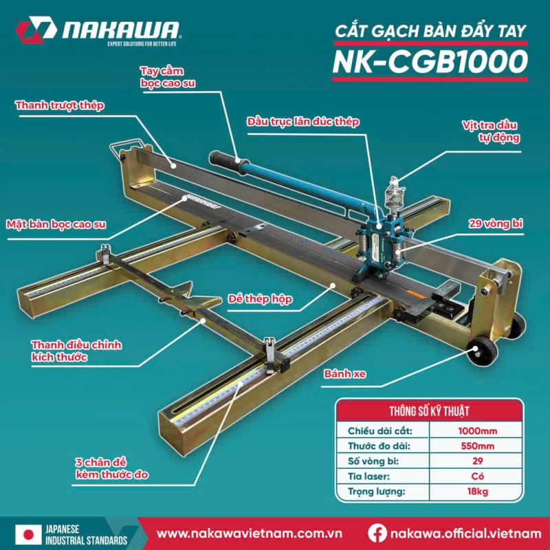 Máy Cắt Gạch Bàn Đẩy Tay Nakawa NK-CGB1000 - Hình ảnh 5 NAKAWA