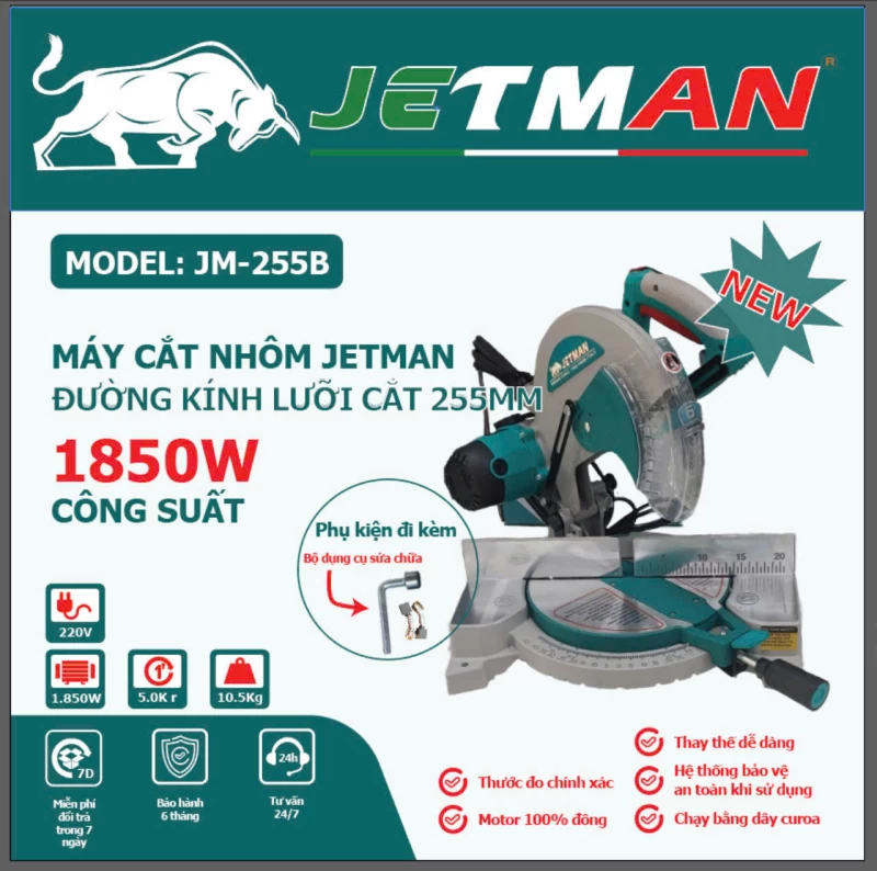 Máy Cắt Nhôm Chạy Dây Curoa Jetman 1850W JM-255B - Hình ảnh 7 JETMAN