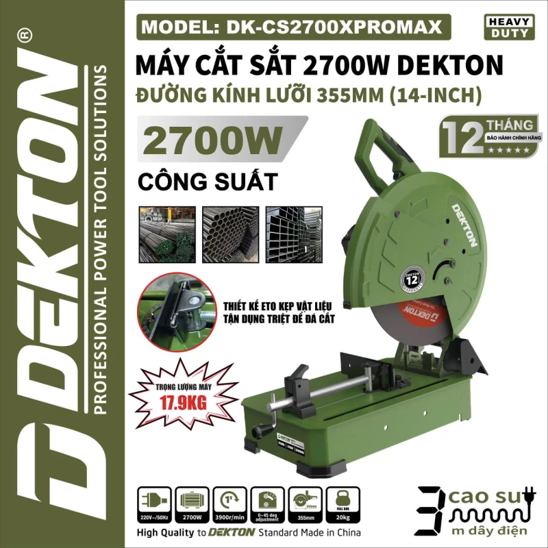 Máy cắt sắt 2700W Dekton DK-CS2700XPROMAX đường kính lưỡi 355mm - Hình ảnh 6 DEKTON