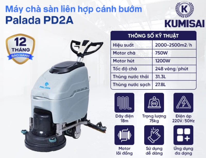 Máy chà sàn liên hợp cánh bướm Palada PD2A - Hình ảnh 1 PALADA
