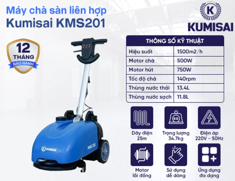Máy chà sàn liên hợp KUMISAI KMS201 - Hình ảnh 1 KUMISAI