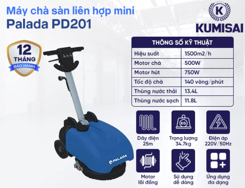 Máy chà sàn liên hợp mini Palada PD201 - Hình ảnh 1 PALADA