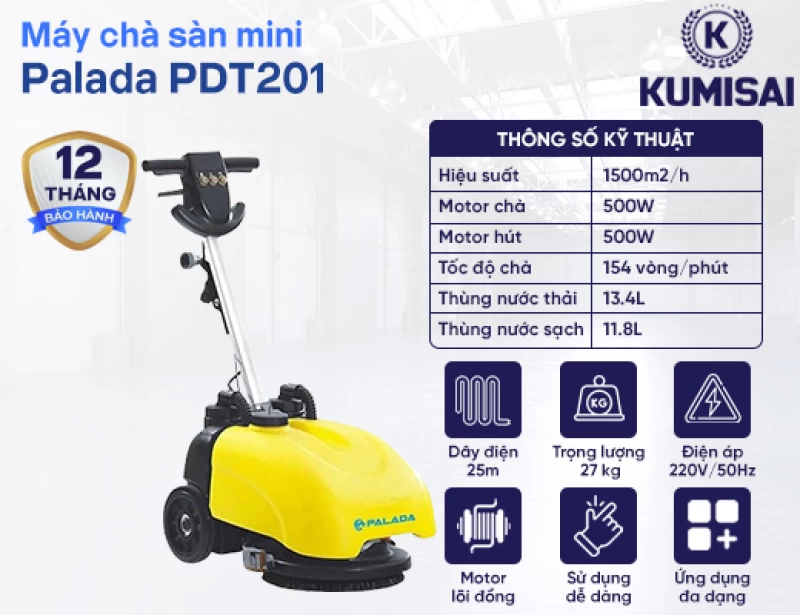 Máy chà sàn mini Palada PDT201 - Hình ảnh 1 PALADA