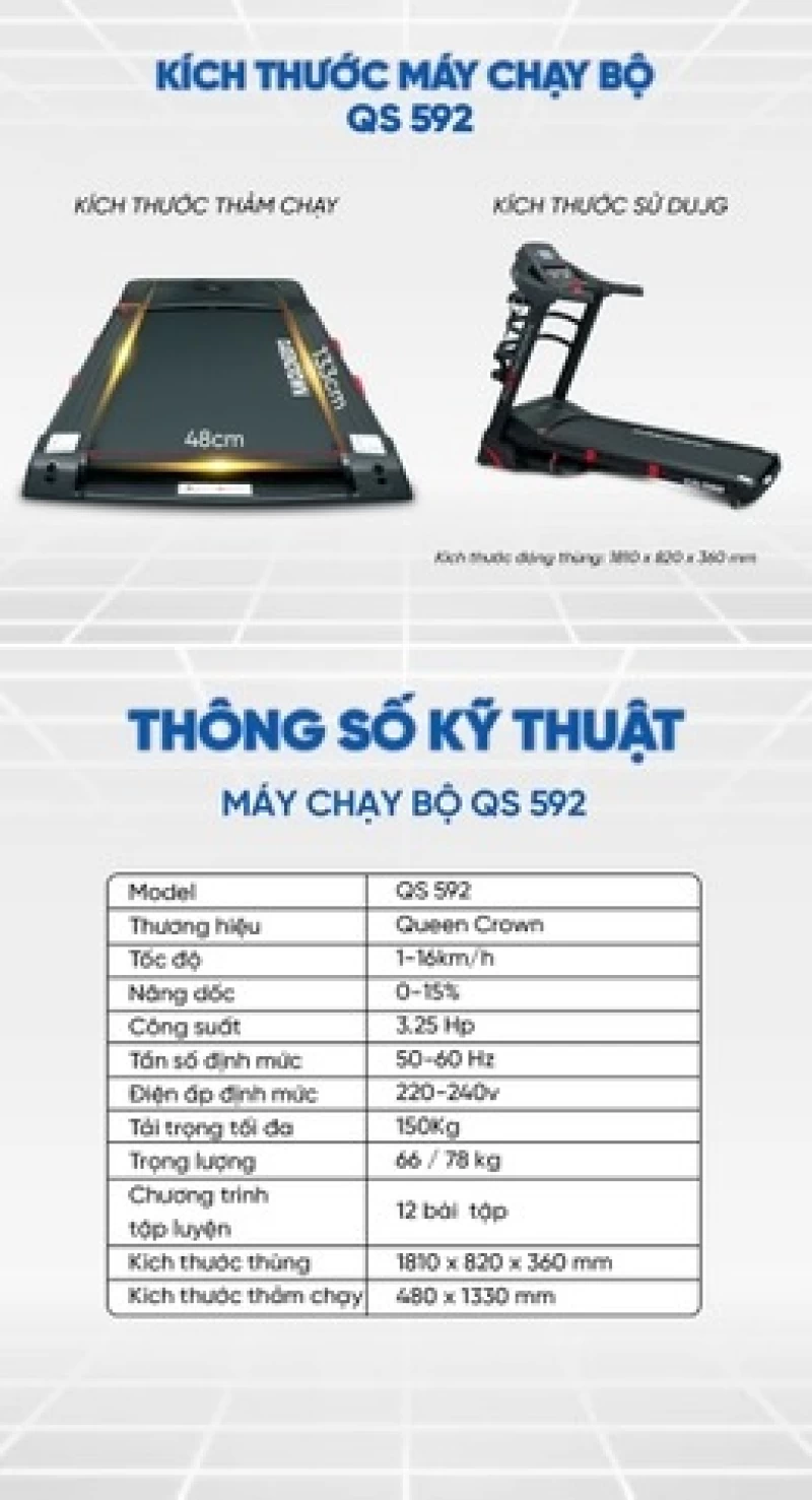 Máy chạy bộ Queen Crown QS592 - Hình ảnh 1 QUEEN CROWN