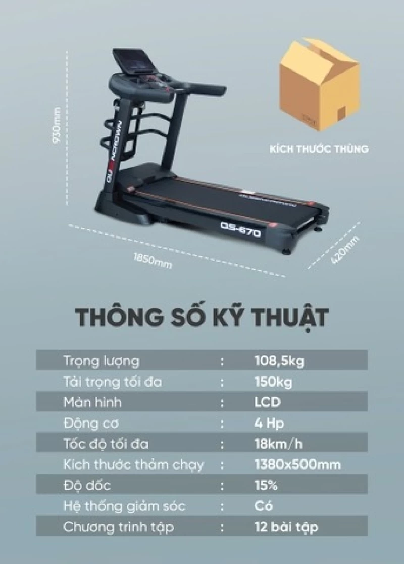 Máy chạy bộ Queen Crown QS670 - Hình ảnh 2 QUEEN CROWN