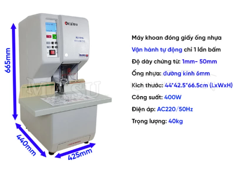 Máy đóng chứng từ ống nhựa Masu HJ-50AK - Hình ảnh 2 MASU