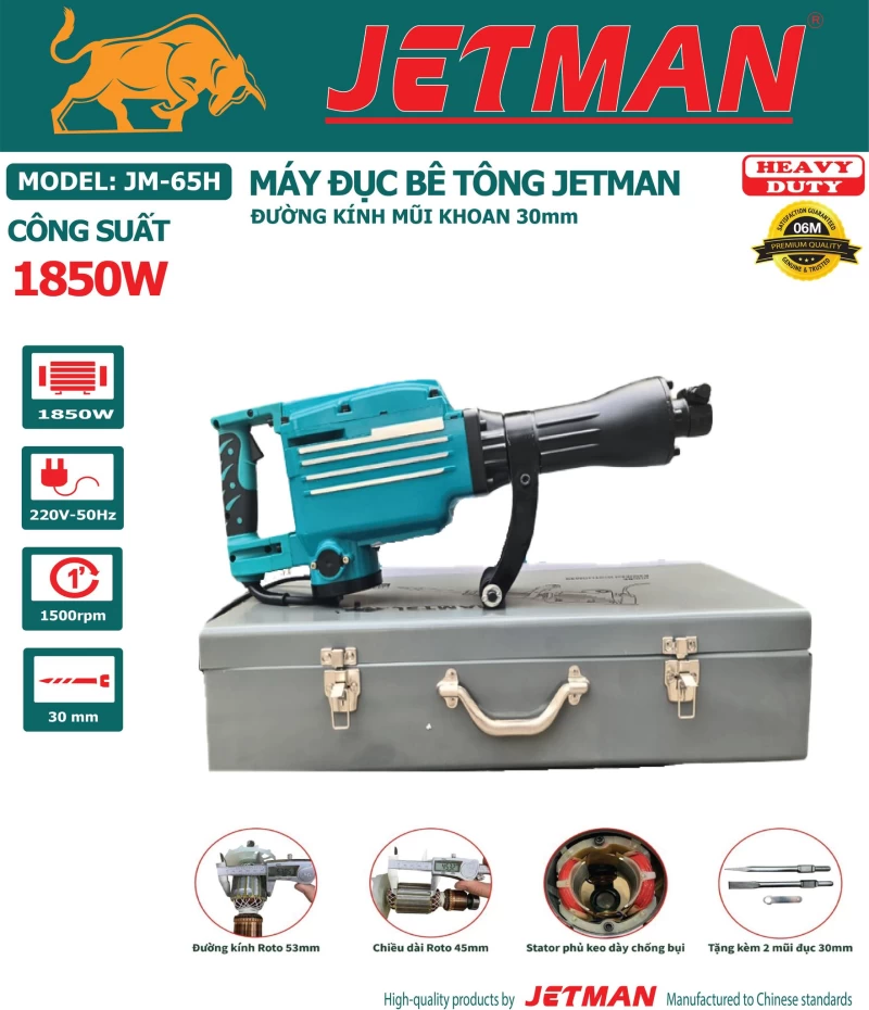 Máy Đục Bê Tông Jetman 1850W JM-65H - Hình ảnh 1 JETMAN
