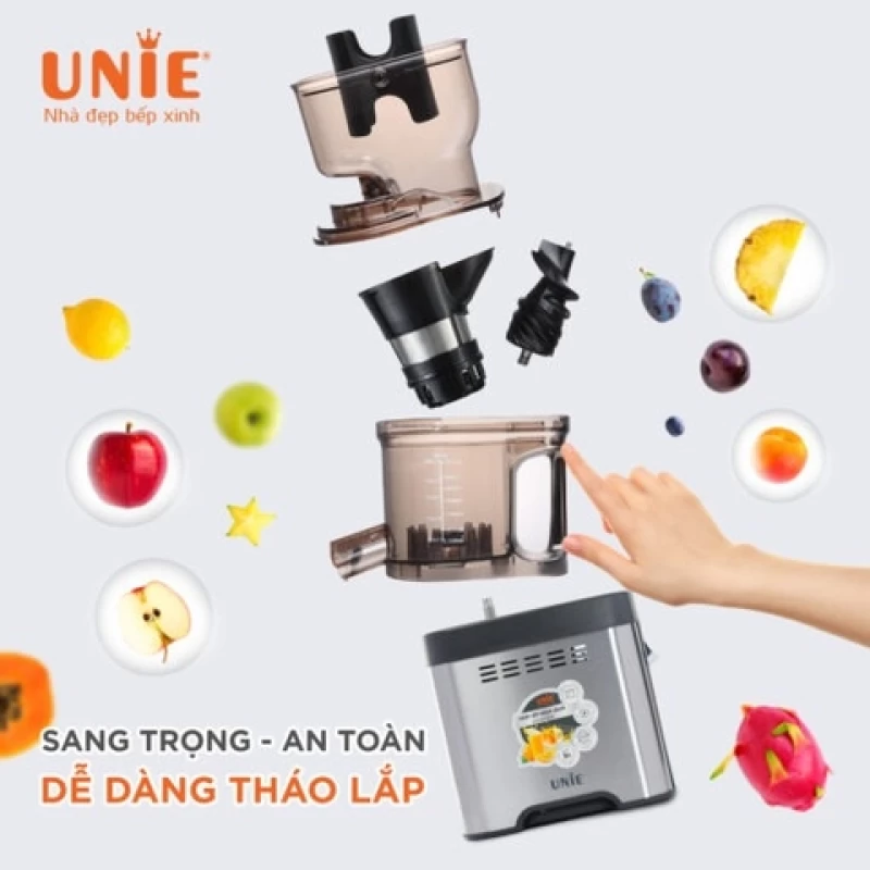 Máy ép chậm UNIE USJAC91S công suất 400W, ống tiếp nguyên liệu 82mm, vận hành êm ái (độ ồn <60dB) - Hình ảnh 3 UNIE
