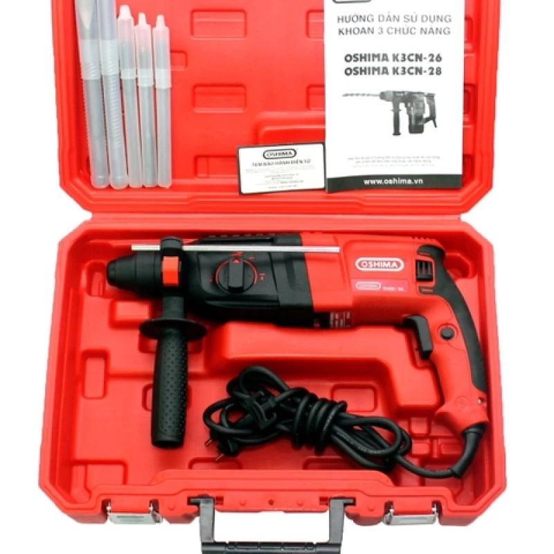 Máy khoan điện OSHIMA K3CN28 900W Đỏ Điện 1 pha (3 chức năng) - Hình ảnh 4 OSHIMA