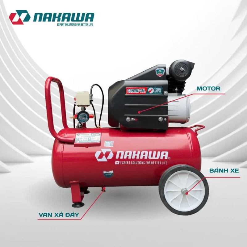 Máy Nén Khí đầu liền 2 tụ 2250W 35L NAKAWA NK-2T3035E - Hình ảnh 2 NAKAWA