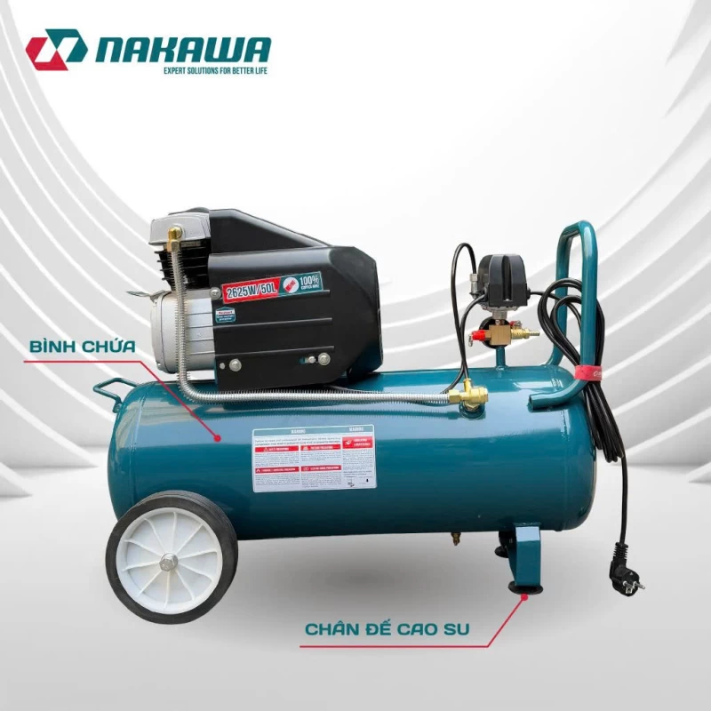 Máy Nén Khí đầu liền 2 tụ 2625W 50L NAKAWA NK-2T3550PRO - Hình ảnh 2 NAKAWA