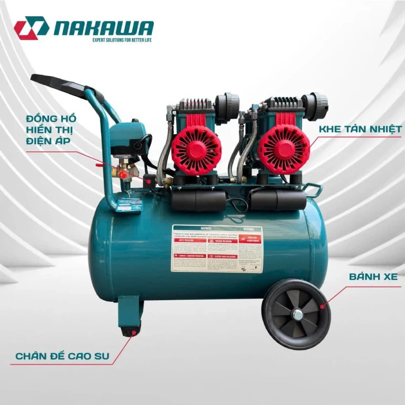 Máy nén khí không dầu, tốc nhanh, siêu êm NK-BH3245E - 45 lít - Hình ảnh 3 NAKAWA