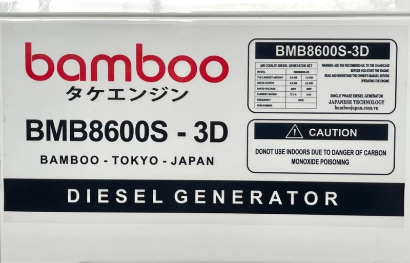 Máy Phát Điện Chạy Dầu 6-7Kw Bamboo BMB8600S-3D - Hình ảnh 4 BAMBOO