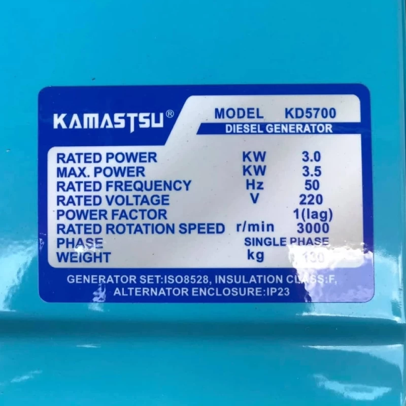 Máy Phát Điện Chạy Dầu Kamastsu 3Kw KD5700 - Hình ảnh 2 KAMASTSU
