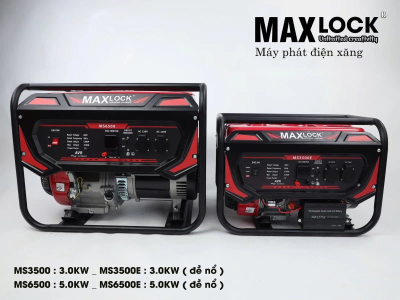 Máy Phát Điện Chạy Xăng 5Kw Maxlock MS6500E Đề - Hình ảnh 3 MAXLOCK
