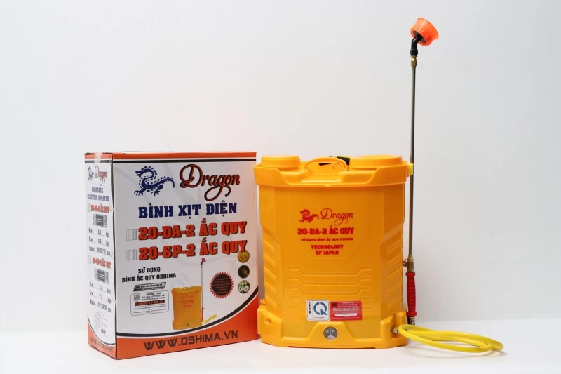 Máy phun thuốc trừ sâu, côn trùng điện Dragon 20-DA- ắc quy Vàng Bình ắc qui 12V8Ah - Hình ảnh 3 OSHIMA