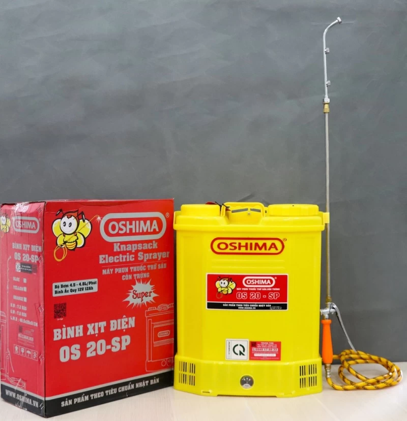Máy phun thuốc trừ sâu, côn trùng điện Oshima OS20-SP-ắc qui Vàng - Hình ảnh 1 OSHIMA