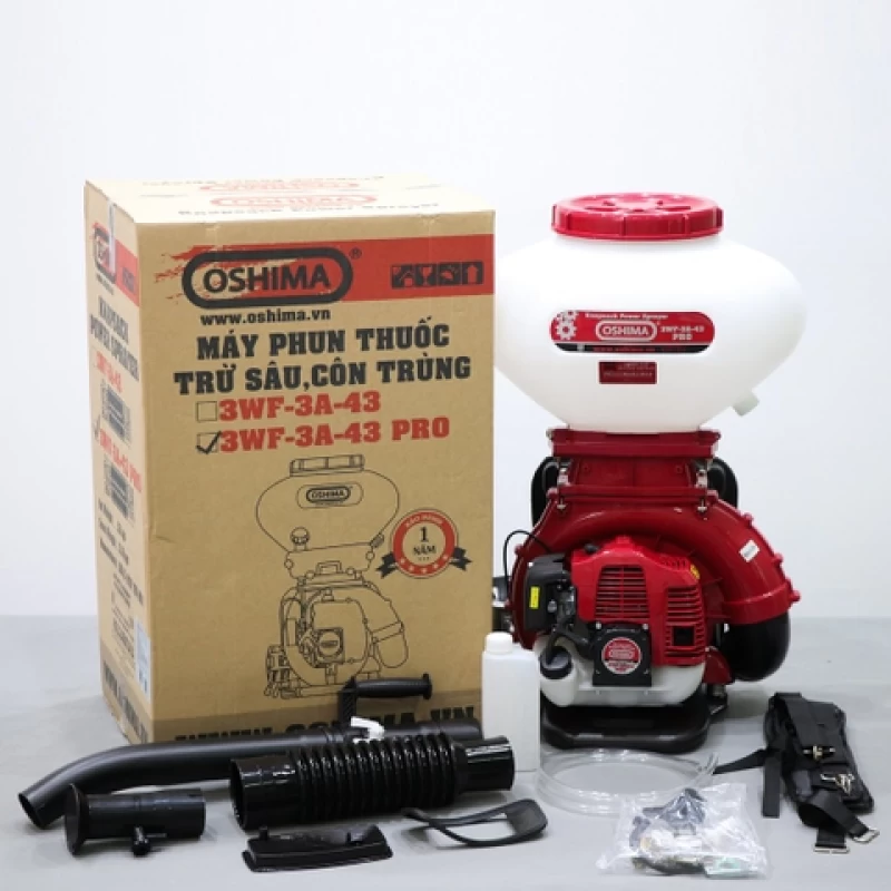 Máy phun thuốc trừ sâu côn trùng động cơ OSHIMA 3WF-3A-43 Pro Đỏ 2 thì (3 chức năng) - Hình ảnh 14 OSHIMA