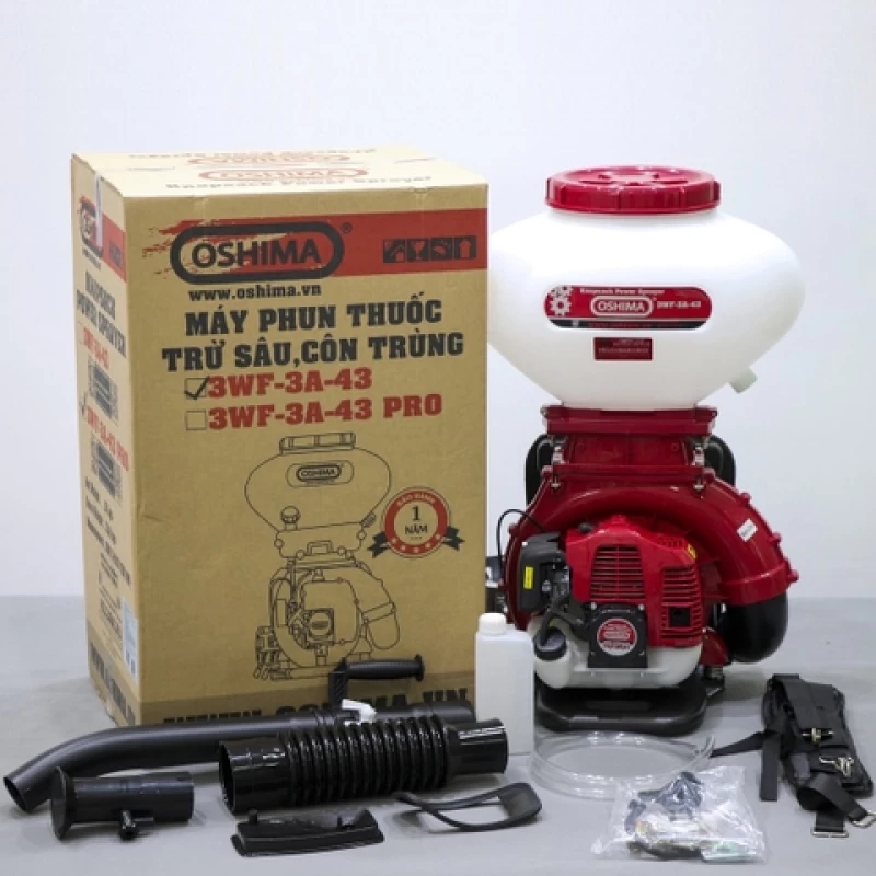Máy phun thuốc trừ sâu, công trùng động cơ OSHIMA 3WF-3A-43 43cc Đỏ 2 thì (3 chức năng) - Hình ảnh 3 OSHIMA