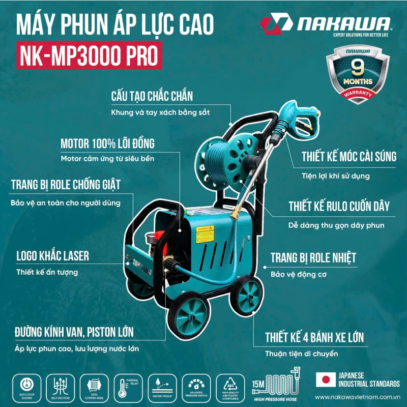 Máy Rửa Xe 3000W Nakawa NK-MP3000PRO - Hình ảnh 2 NAKAWA