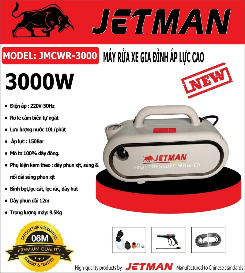 Máy Rửa Xe Mini Jetman 3000W JMCWR-3000 - Hình ảnh 3 JETMAN