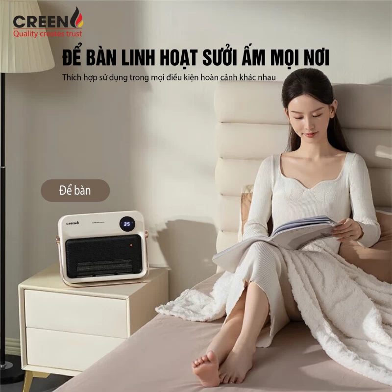 Máy sưởi gốm Creen CR-H38DT treo tường có điều khiển - Hình ảnh 2 CREEN