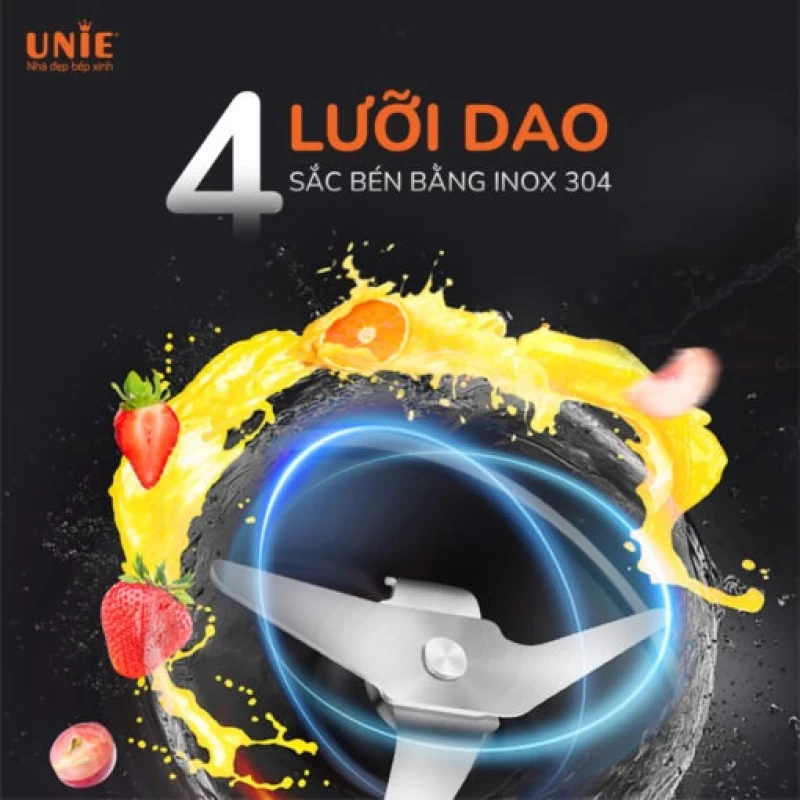 Máy xay sinh tố UNIE UMB05 cối xay dạng bình nước nhỏ gọn, lưỡi dao 4 cánh bằng inox - Hình ảnh 2 UNIE