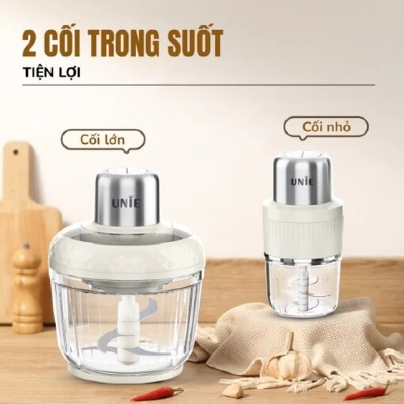 Máy xay thịt UNIE UM366 dung tích 2,5L, 2 cối xay thủy tinh, đánh ruốc, bóc tỏi tiện lợi - Hình ảnh 4 UNIE