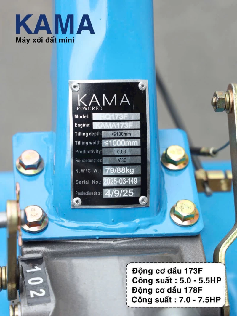 Máy Xới Đất Chạy Dầu Huqama HQ173F (Động cơ dầu KAMA) - Hình ảnh 1 HUQAMA