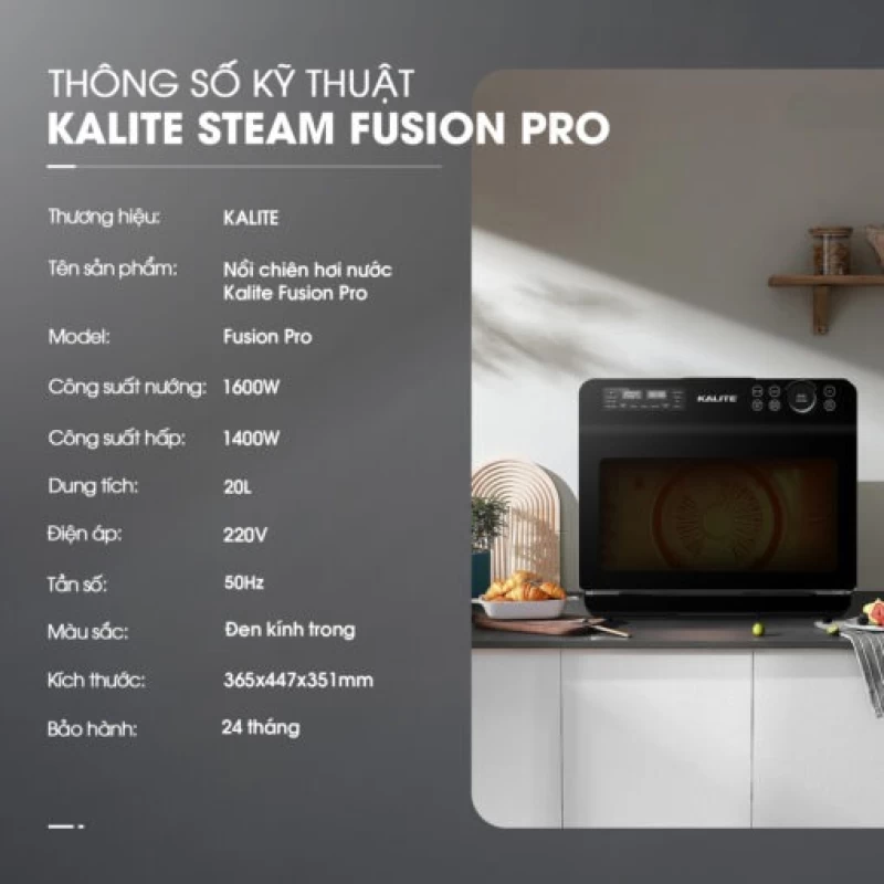 Nồi chiên hơi nước KALITE STEAM FUSION PRO, 4in1 chiên, hấp, nướng, rã đông, 20 lít - Hình ảnh 10 KALITE