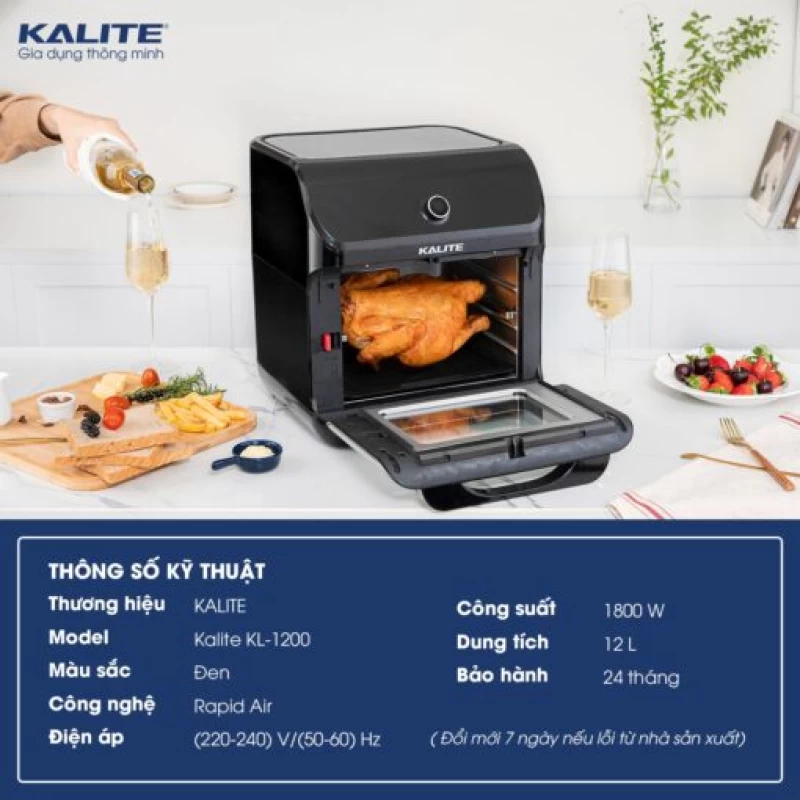 Nồi chiên không dầu KALITE KL-1200 12L giảm 95% chất béo - Hình ảnh 1 KALITE