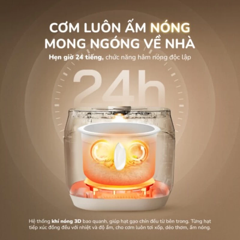 Nồi cơm điện lòng gốm cao cấp UNIE URC818, chống dính tự nhiên, dung tích 1,8L - Hình ảnh 8 UNIE