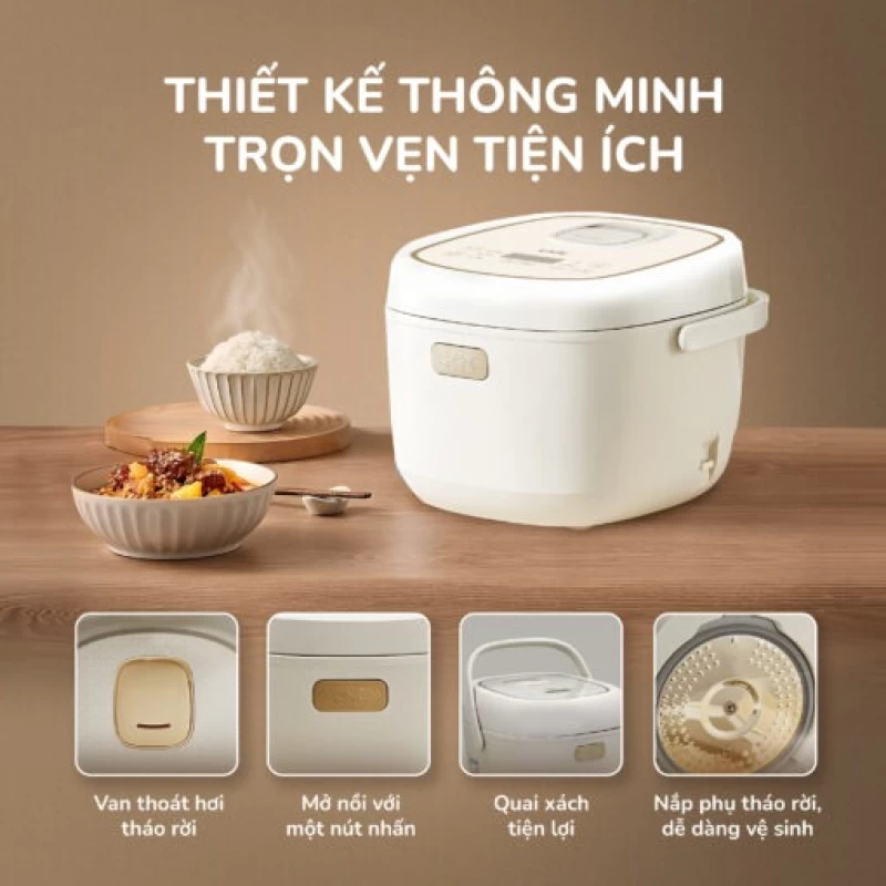 Nồi cơm điện lòng gốm cao cấp UNIE URC818, chống dính tự nhiên, dung tích 1,8L - Hình ảnh 13 UNIE