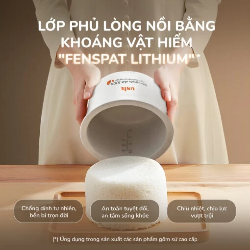 Nồi cơm điện lòng gốm cao cấp UNIE URC818, chống dính tự nhiên, dung tích 1,8L - Hình ảnh 7 UNIE