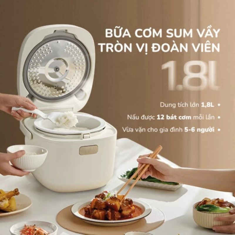 Nồi cơm điện lòng gốm cao cấp UNIE URC818, chống dính tự nhiên, dung tích 1,8L - Hình ảnh 3 UNIE