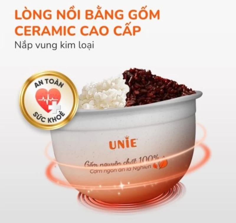 Nồi cơm điện lòng gốm tự nhiên UNIE URC815 nấu cơm cháy giòn tan, dung tích 1,5L, hẹn giờ nấu 24 tiếng - Hình ảnh 8 UNIE