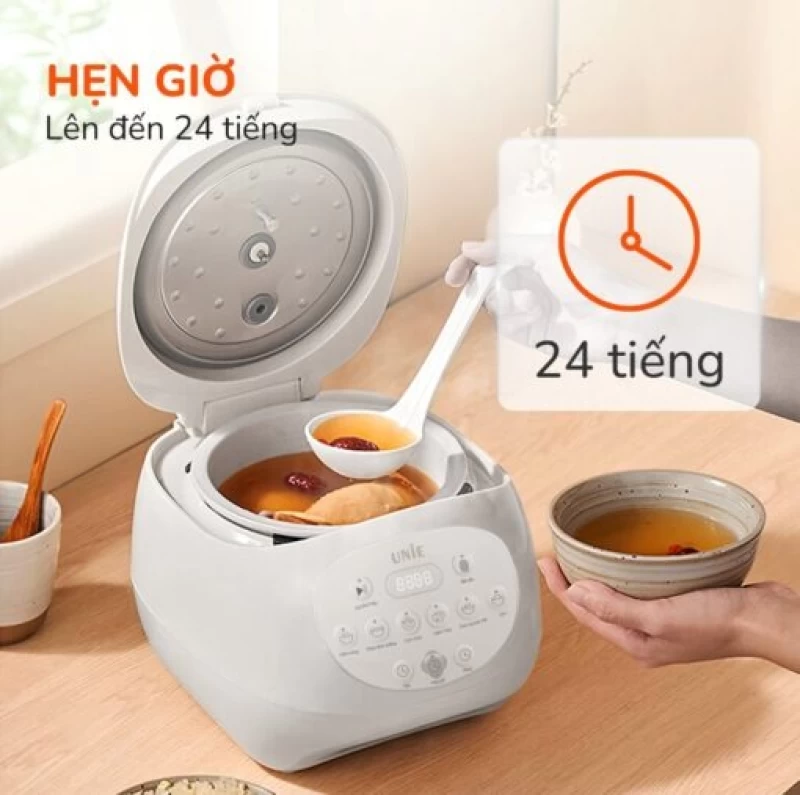 Nồi cơm điện lòng gốm tự nhiên UNIE URC815 nấu cơm cháy giòn tan, dung tích 1,5L, hẹn giờ nấu 24 tiếng - Hình ảnh 7 UNIE
