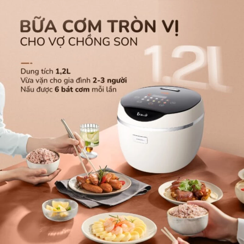 Nồi cơm điện tử UNIE URC612 , nấu cơm giảm đường, lòng nồi inox, dung tích 1,2L - Hình ảnh 3 UNIE