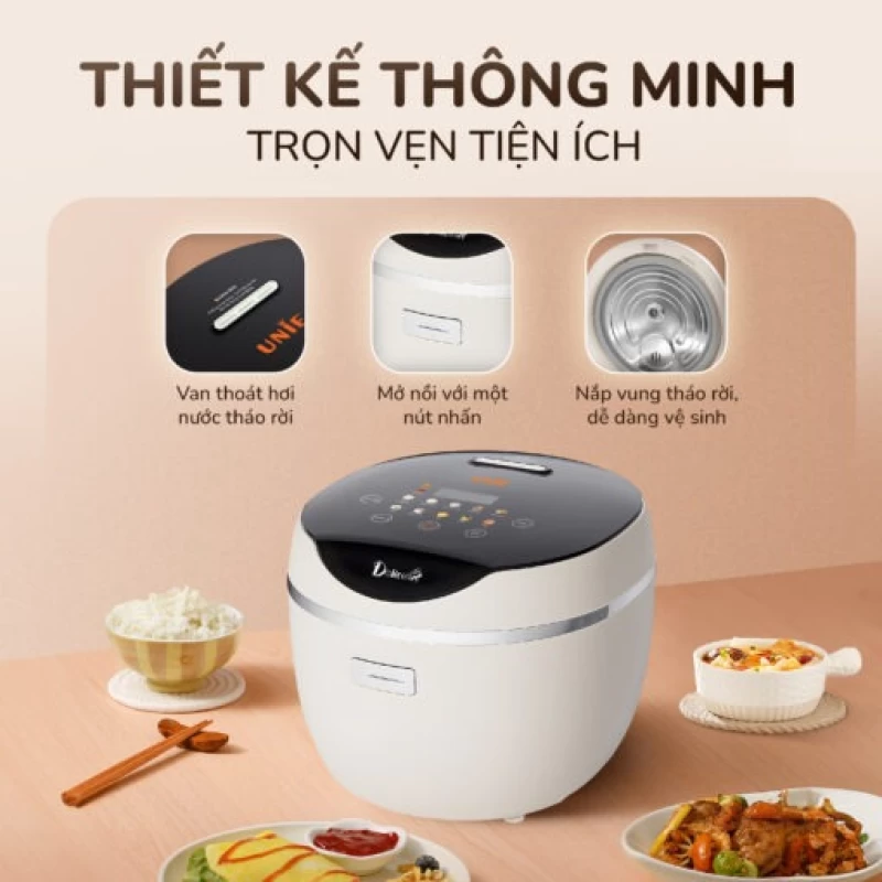 Nồi cơm điện tử UNIE URC612 , nấu cơm giảm đường, lòng nồi inox, dung tích 1,2L - Hình ảnh 14 UNIE