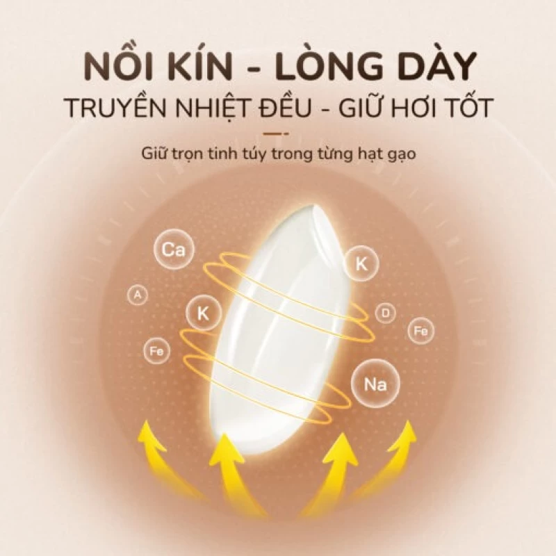 Nồi cơm điện tử UNIE URC612 , nấu cơm giảm đường, lòng nồi inox, dung tích 1,2L - Hình ảnh 11 UNIE