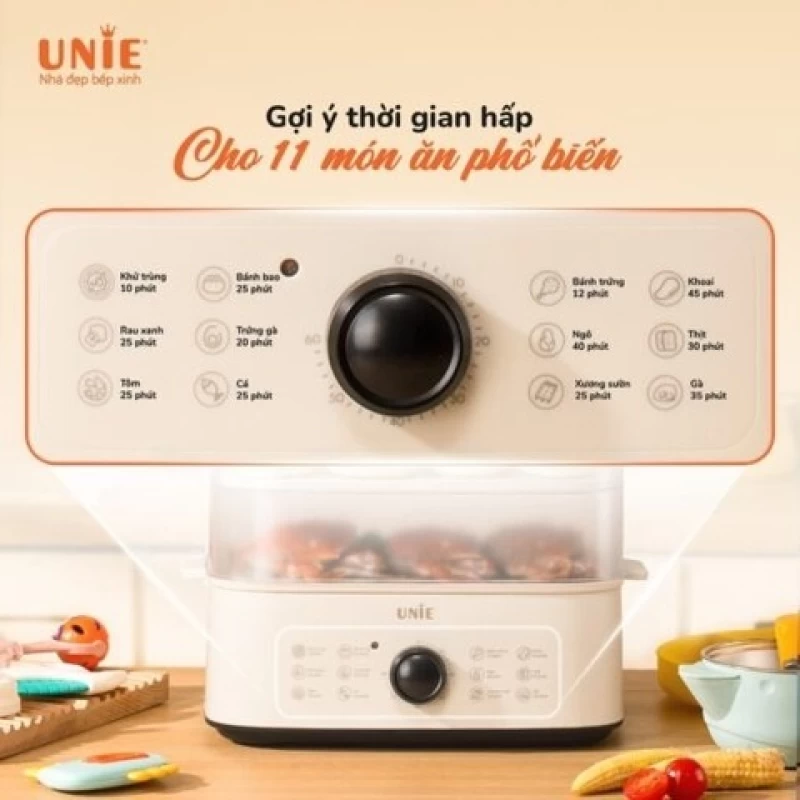 Nồi hấp UNIE UE560 dung tích lớn 18L, 3 tầng hấp, 12 tính năng tiện lợi - Hình ảnh 3 UNIE