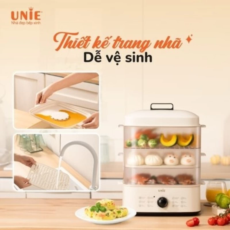 Nồi hấp UNIE UE560 dung tích lớn 18L, 3 tầng hấp, 12 tính năng tiện lợi - Hình ảnh 2 UNIE