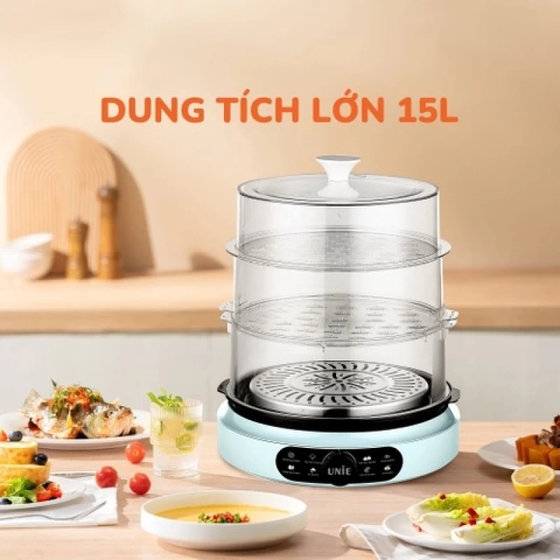 Nồi hấp Unie UE680 dung tích lớn 15L, 3 tầng hấp, gợi ý thời gian hấp - Hình ảnh 1 UNIE